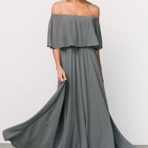 Elegant Off-Shoulder Gray Dress